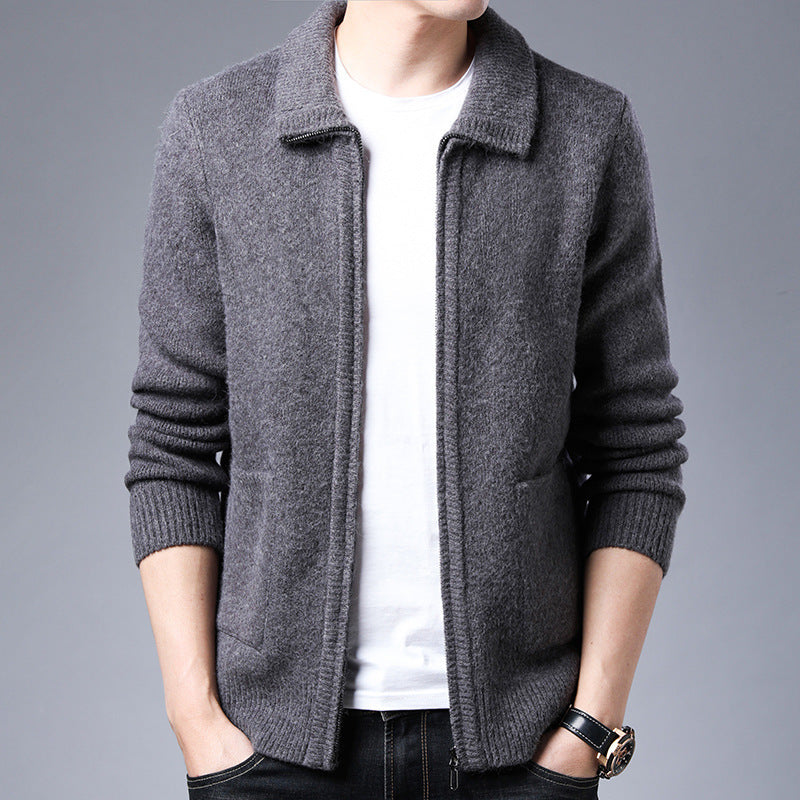 Men’s Zipper Knitted Alpaca Fleecefiber Jacket