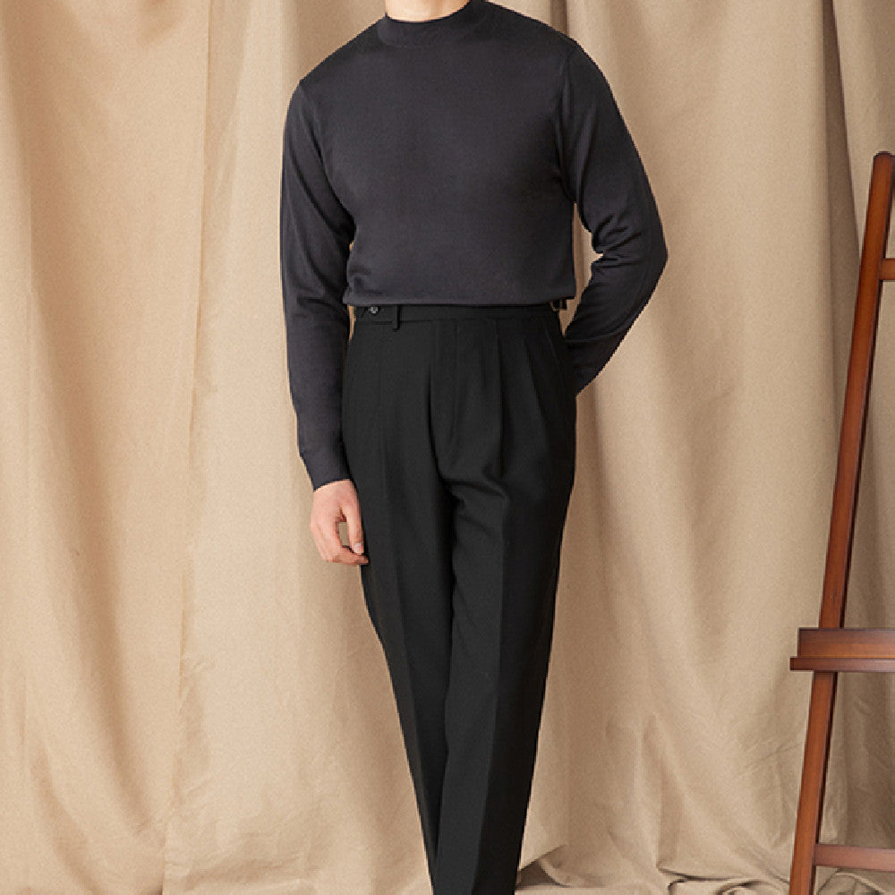 Self-heating Solid Color Basic Half Turtleneck Men's Sweater