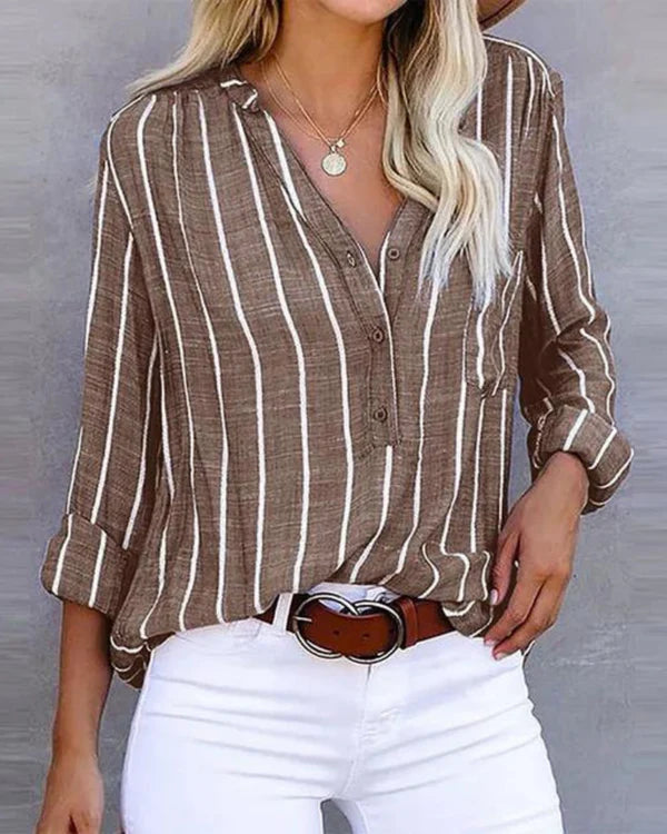Amelvia Nada Striped Organic Cotton Blouse – Casual Elegance Redefined