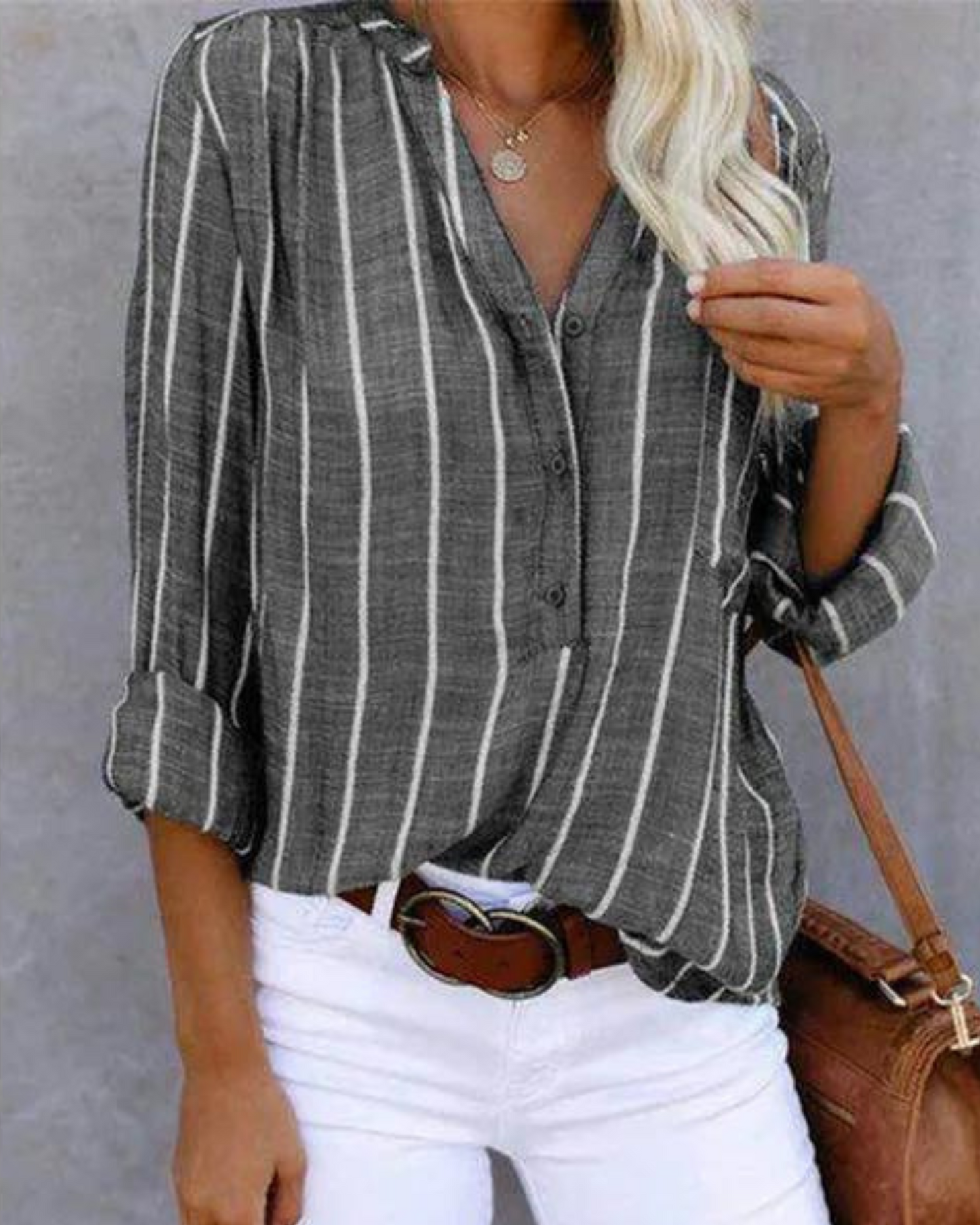 Amelvia Nada Striped Organic Cotton Blouse – Casual Elegance Redefined