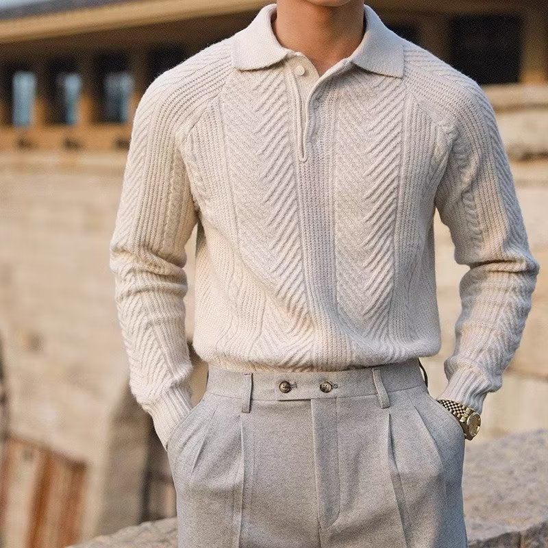Vaarma Lapel Knit Pullover — Timeless Warmth, Modern Elegance