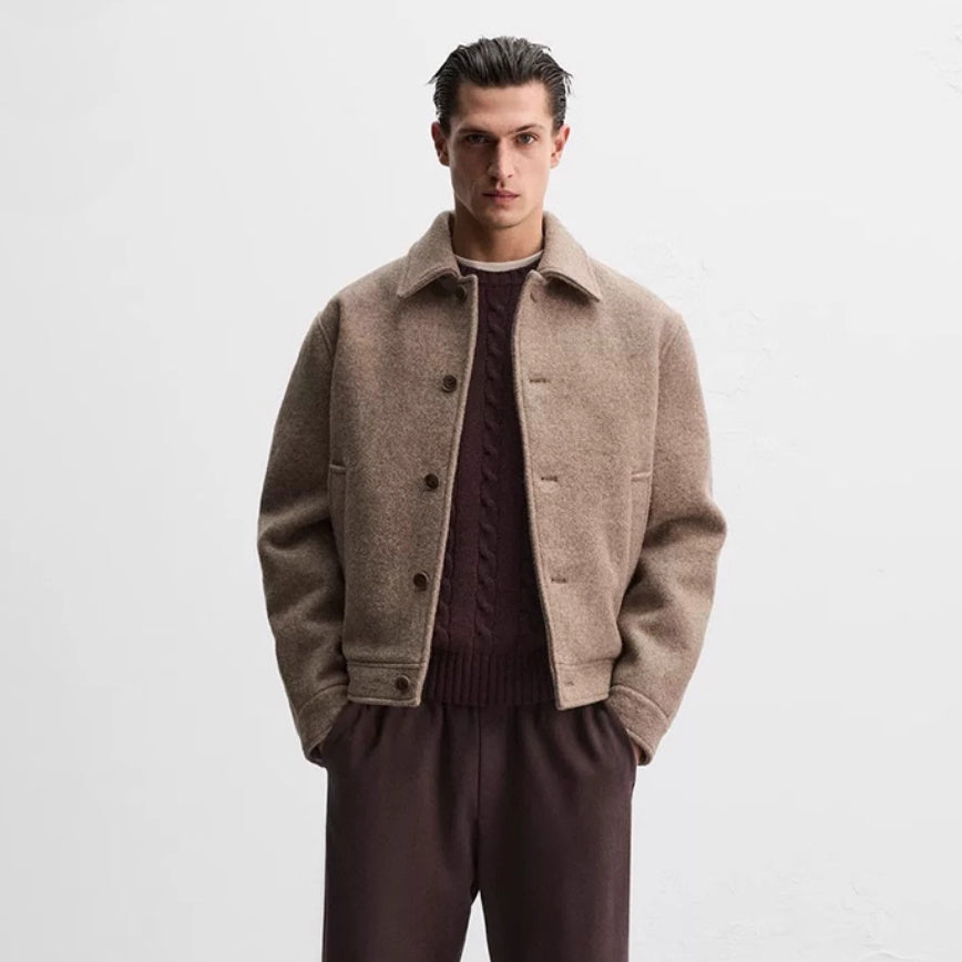 Men’s Wool Blend Casual Lapel Jacket