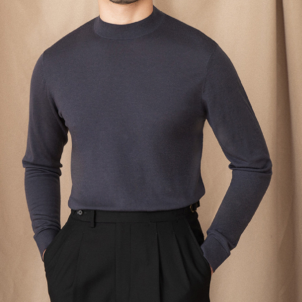 Self-heating Solid Color Basic Half Turtleneck Men's Sweater