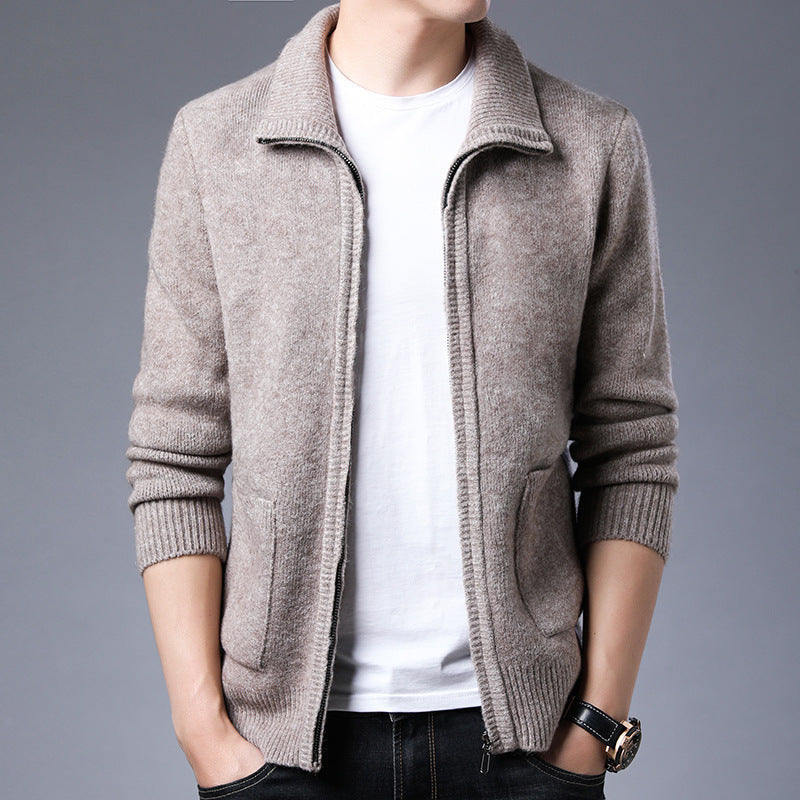 Men’s Zipper Knitted Alpaca Fleecefiber Jacket