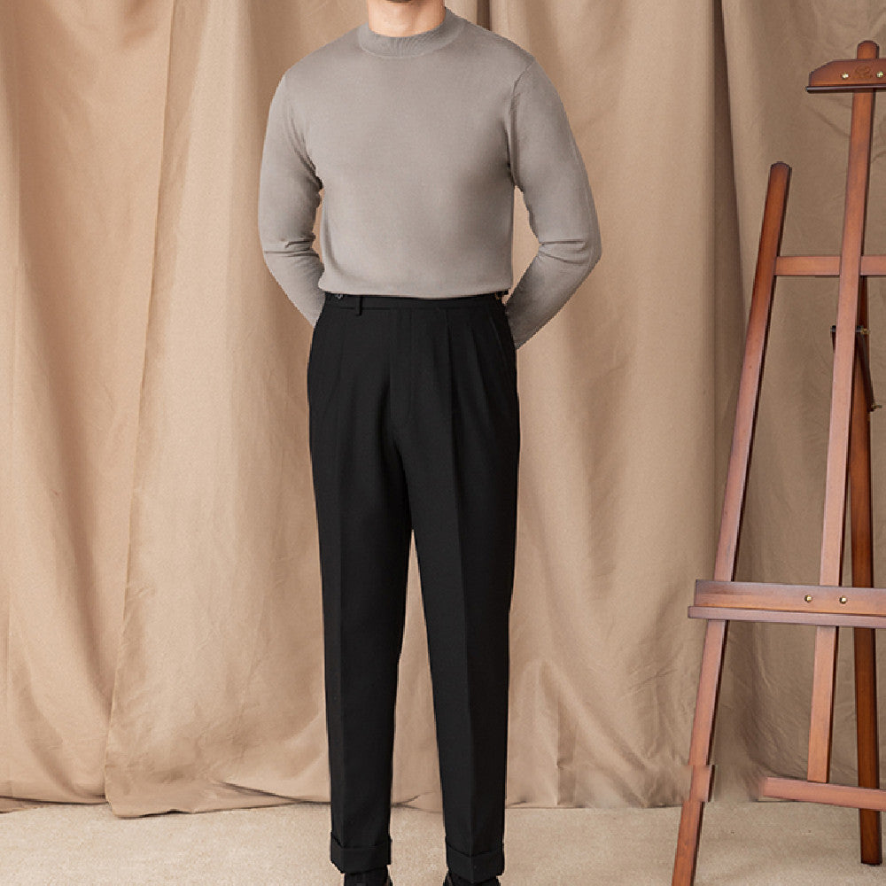 Self-heating Solid Color Basic Half Turtleneck Men's Sweater