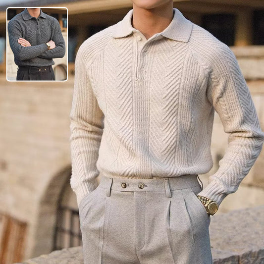 Vaarma Lapel Knit Pullover — Timeless Warmth, Modern Elegance