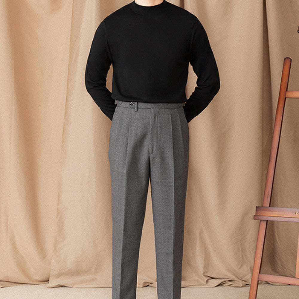 Self-heating Solid Color Basic Half Turtleneck Men's Sweater