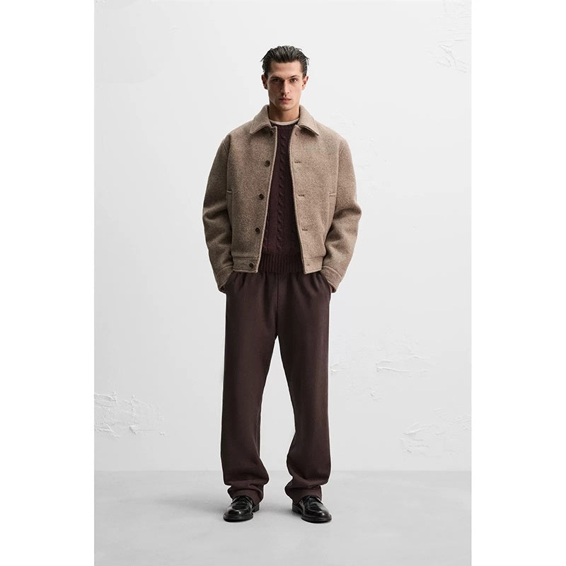 Men’s Wool Blend Casual Lapel Jacket