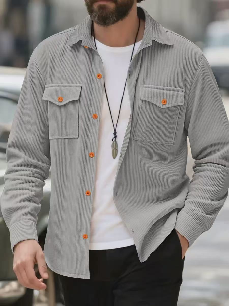 Men’s Corduroy Shirt Jacket – Retro Casual Style with Chest Pockets