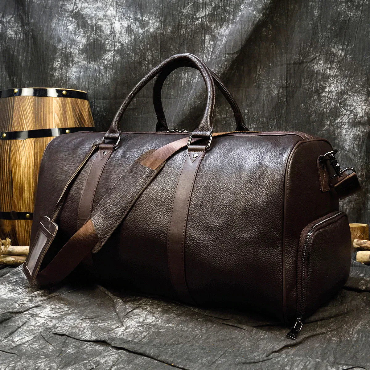 Varello Leather Weekender Duffle Bag
